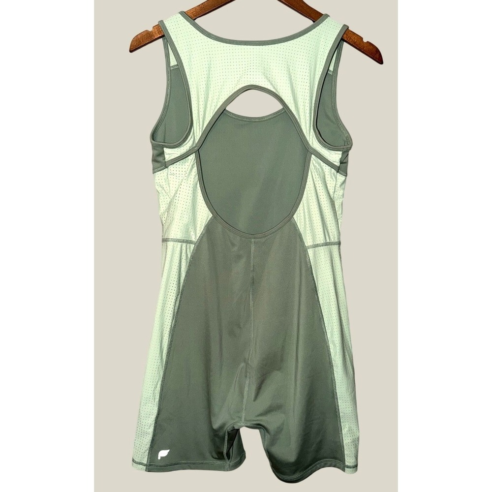 Fabletics Unitard Romper Green L Athletic One Piece Shorts Jumpsuit Built In Bra - Picture 5 of 8